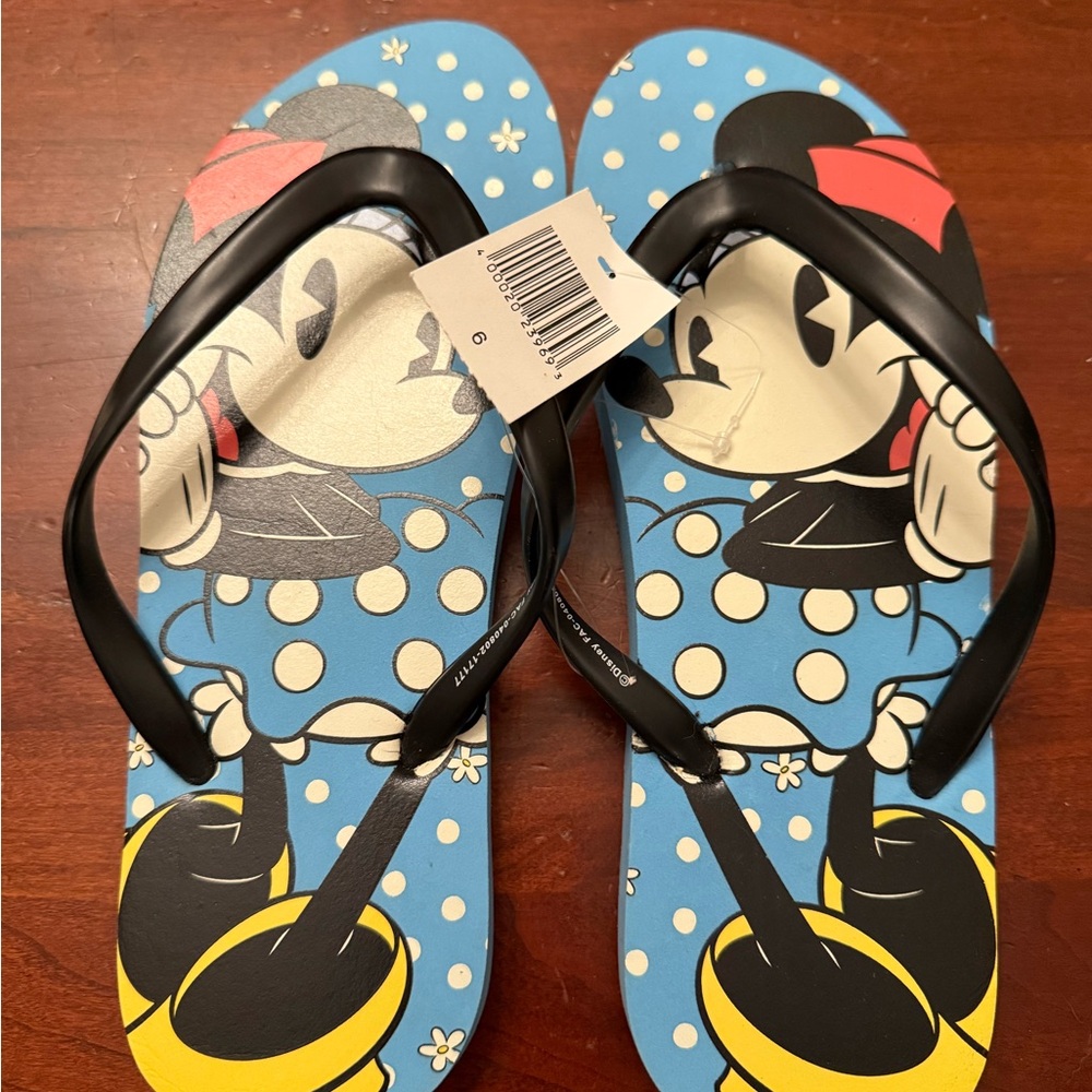 Disney Minnie Mouse Kids Flip Flops - Blue and Black